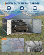 Enclosed Metal Carport 12x20 FT Steel Roof Garage Shed
