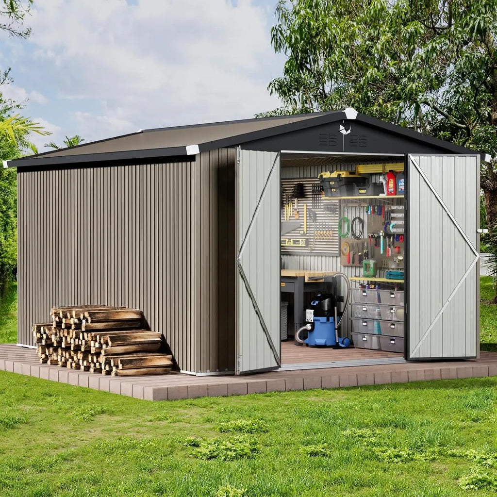 Metal Storage Shed 10x12 Waterproof Customizable Backyard