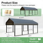 10x20ft Heavy Duty Metal Carport Garage Canopy