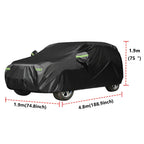Black SUV Car Cover 190x75x73in Waterproof UV Resistant