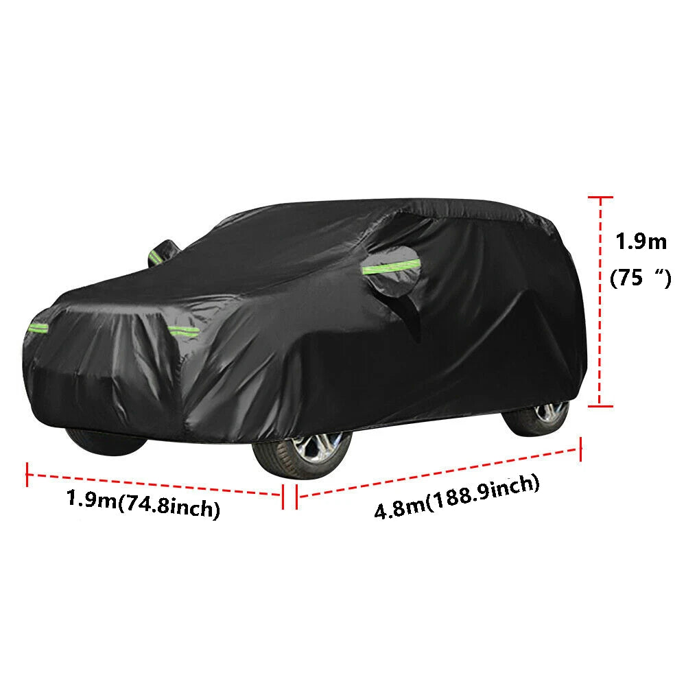 Black SUV Car Cover 190x75x73in Waterproof UV Resistant