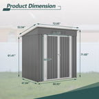 6 X 4 FT Metal Outdoor Storage Shed for Garden Use