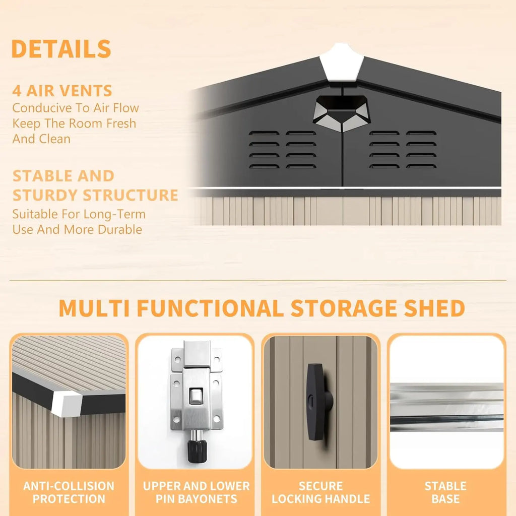 Metal Storage Shed 10x12 Waterproof Customizable Backyard