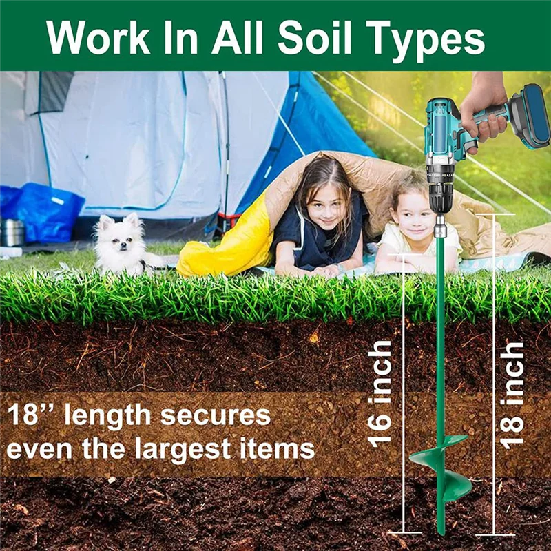 Helix Earth Ground Anchor Kit 18in Steel Shed Anchors Green