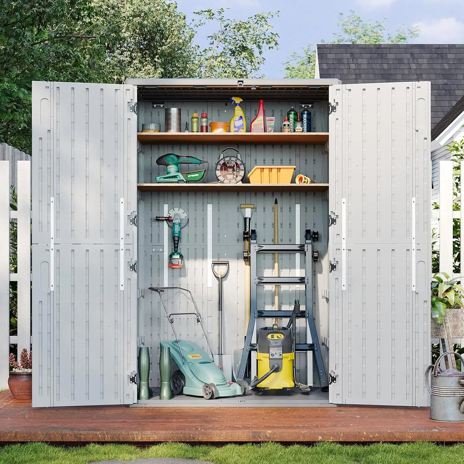 Waterproof Outdoor Storage Shed 64 Cu Ft for Garage Garden