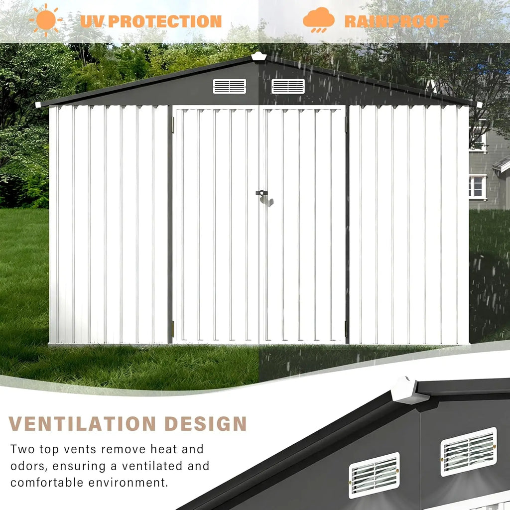 Metal Storage Shed 6X8 FT with Lockable Door Outdoor