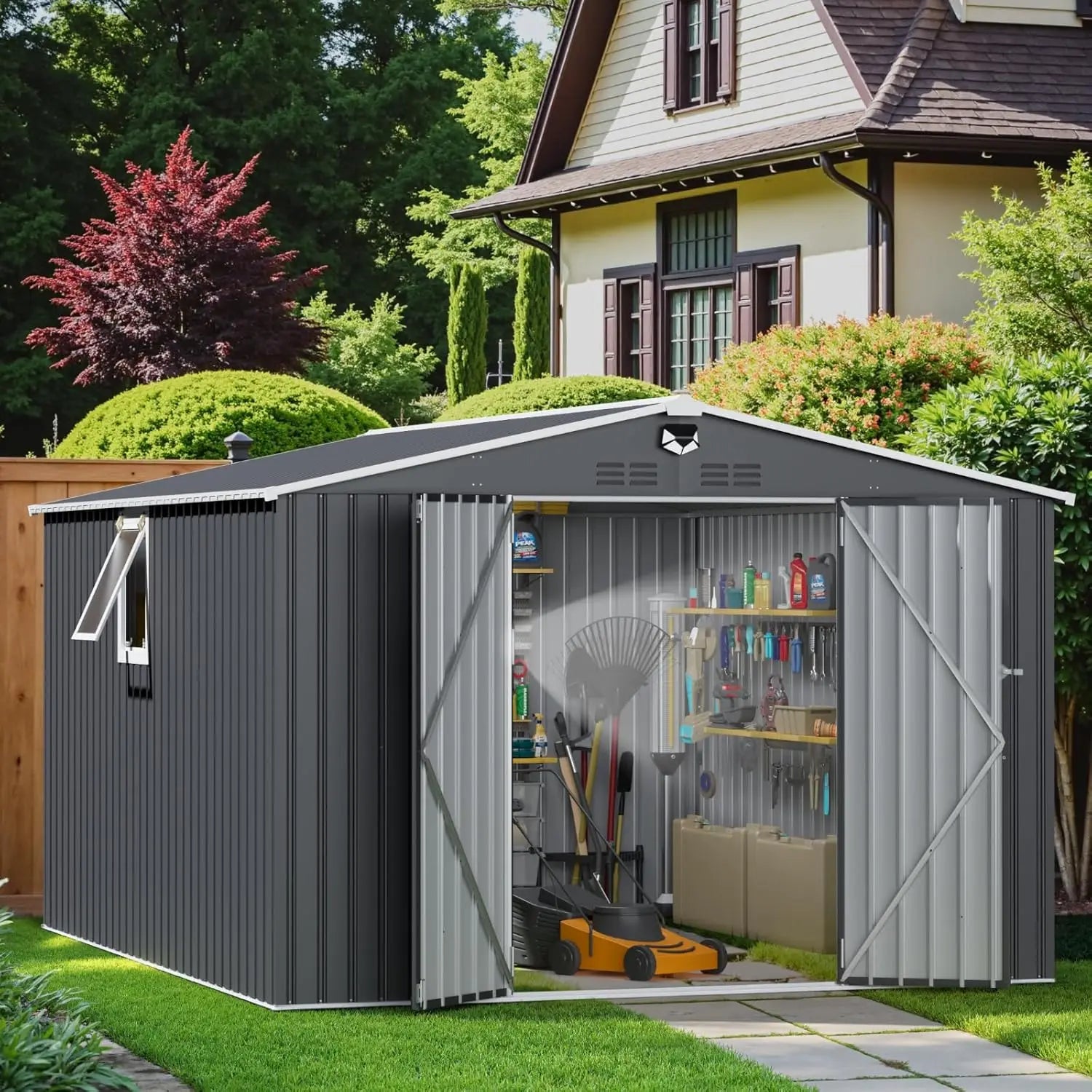 Metal Storage Shed 10x12 Waterproof Customizable Backyard