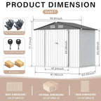 Metal Storage Shed 6X8 FT with Lockable Door Outdoor